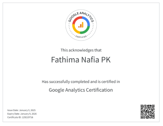 Google analytics certificate