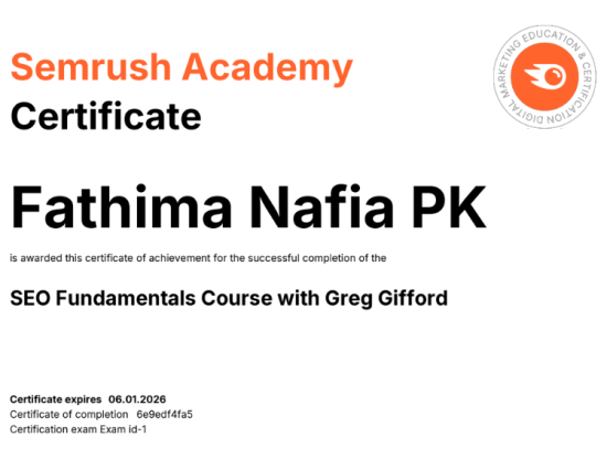 semrush certificate